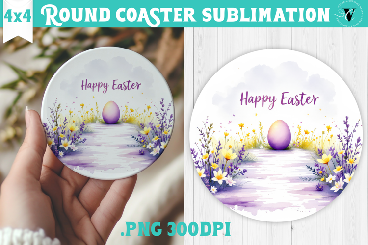 Easter Round Coaster | Watercolor Egg | Happy Easter
