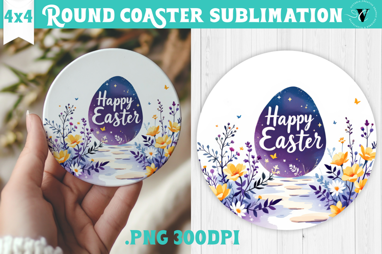 Easter Round Coaster | Watercolor Egg | Happy Easter