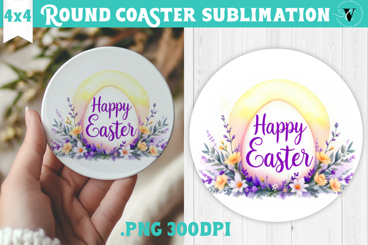 Easter Round Coaster | Watercolor Egg | Happy Easter