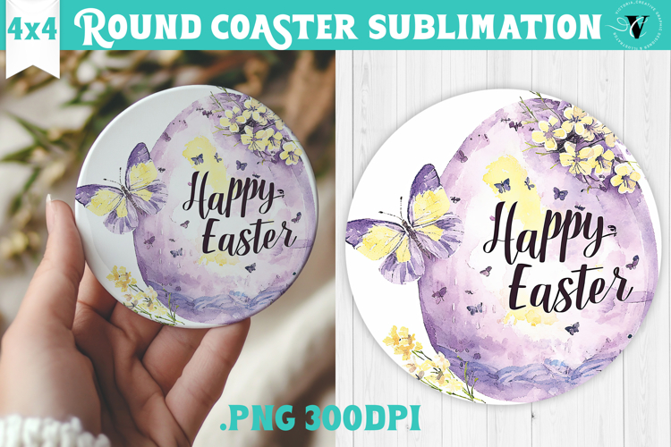 Easter Round Coaster | Watercolor Egg | Happy Easter
