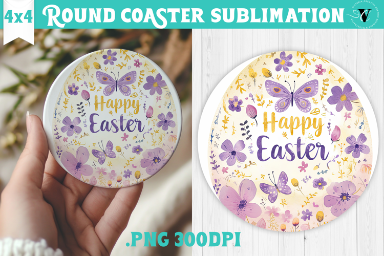 Easter Round Coaster | Watercolor Egg | Happy Easter