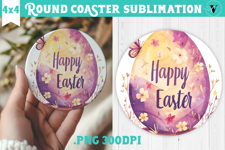 Easter Round Coaster | Watercolor Egg | Happy Easter