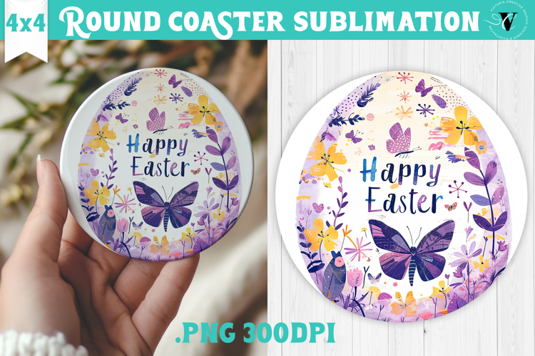 Easter Round Coaster | Watercolor Egg | Happy Easter