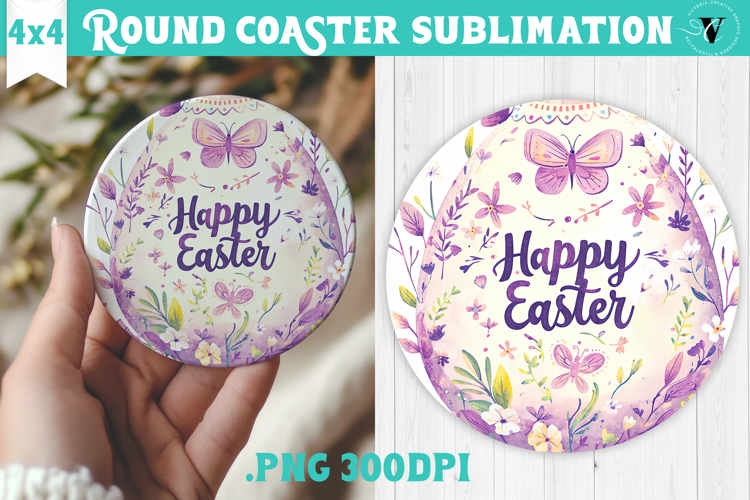 Easter Round Coaster | Watercolor Egg | Happy Easter