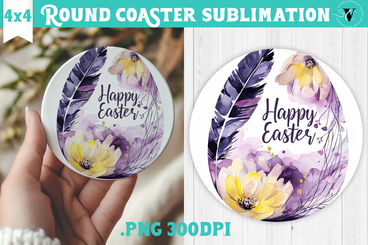 Easter Round Coaster | Watercolor Egg | Happy Easter
