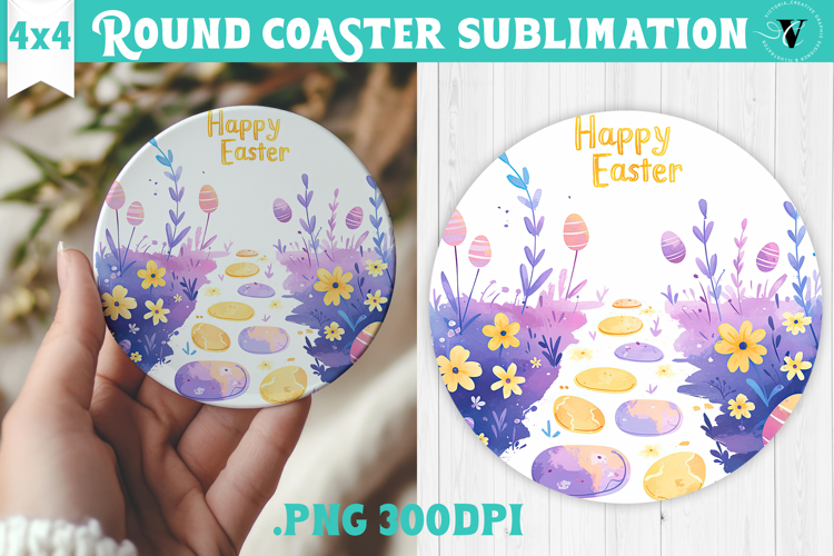 Easter Round Coaster | Watercolor Egg | Happy Easter
