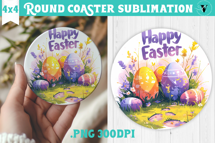 Easter Round Coaster | Watercolor Egg | Happy Easter