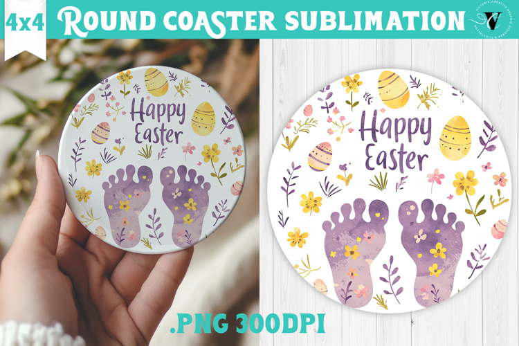 Easter Round Coaster | Watercolor Egg | Happy Easter