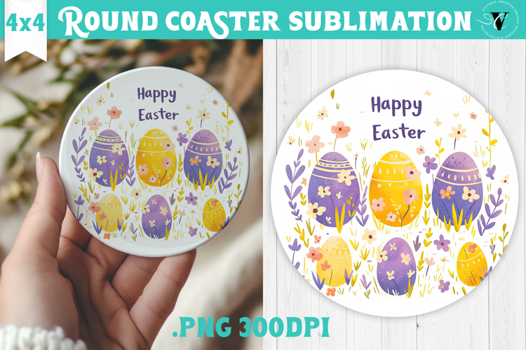 Easter Round Coaster | Watercolor Egg | Happy Easter
