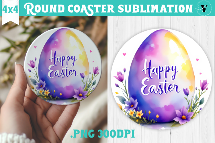 Easter Round Coaster | Watercolor Egg | Happy Easter