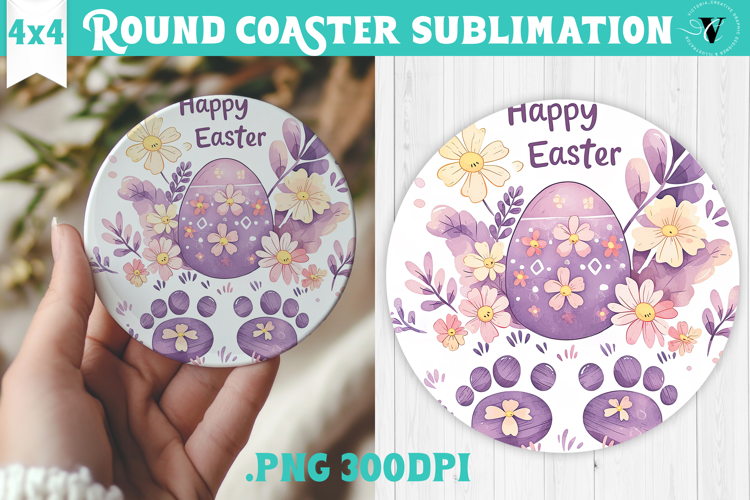 Easter Round Coaster | Watercolor Egg | Happy Easter