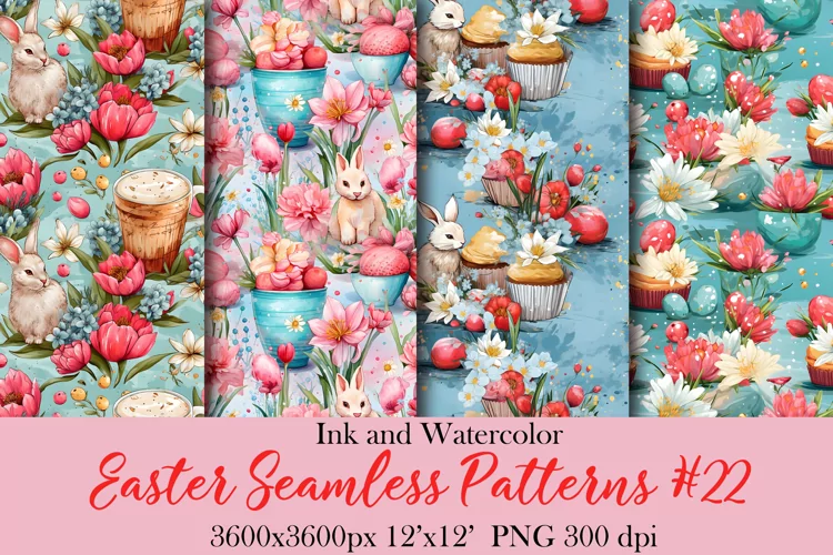 Watercolor Easter Seamless Paper Sublimation|PNG Patterns