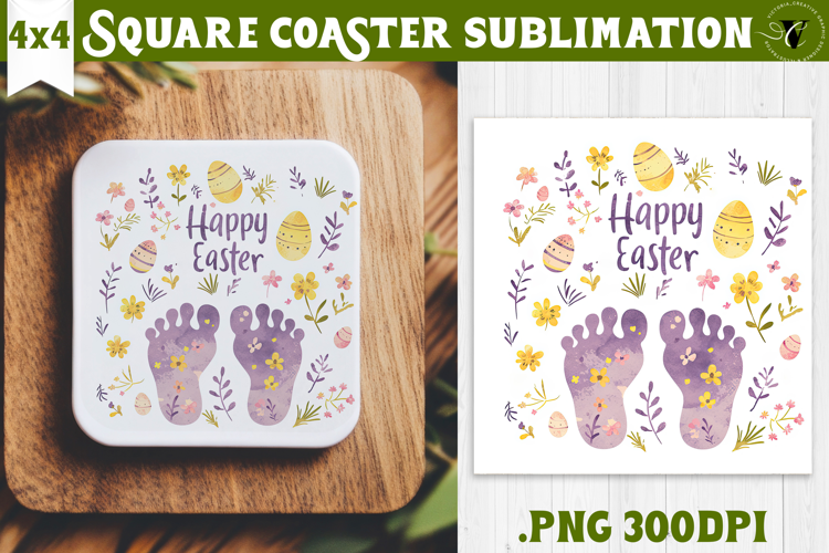 Easter Square Coaster | Watercolor Egg | Happy Easter