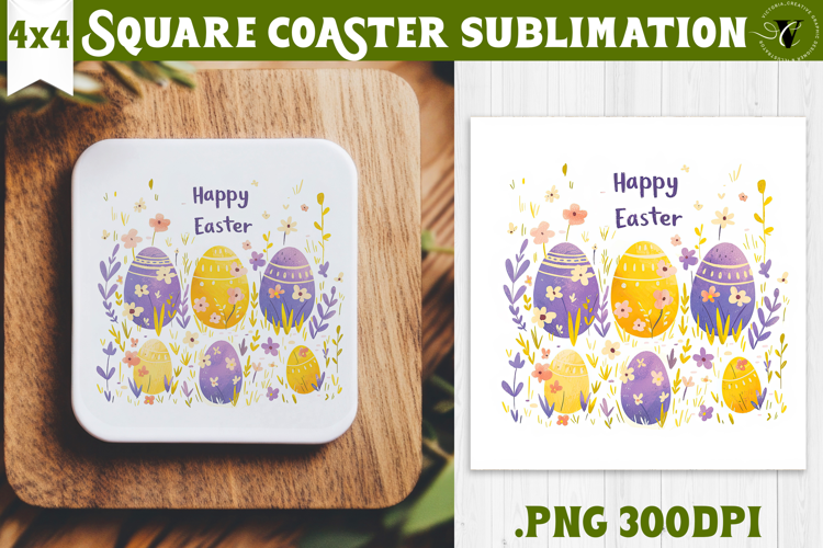 Easter Square Coaster | Watercolor Egg | Happy Easter