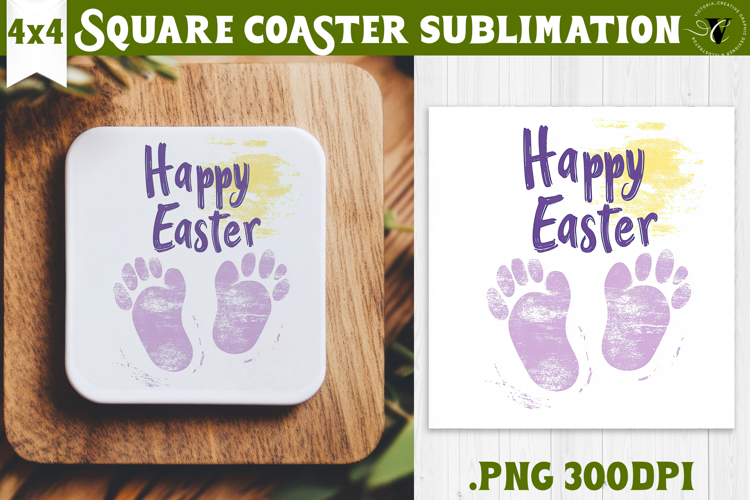 Easter Square Coaster | Watercolor Egg | Happy Easter