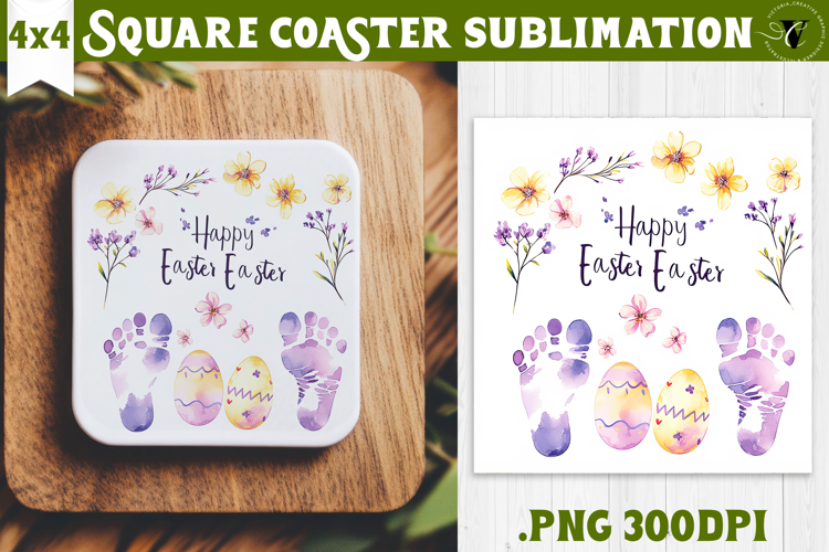 Easter Square Coaster | Watercolor Egg | Happy Easter