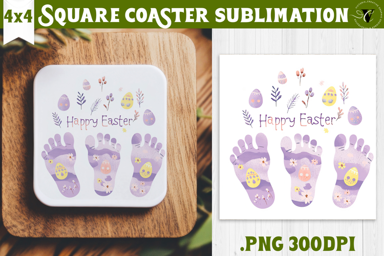 Easter Square Coaster | Watercolor Egg | Happy Easter