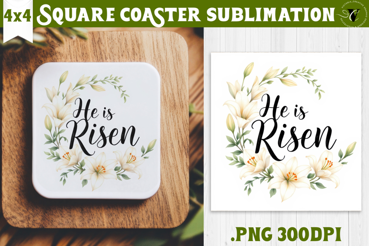 Easter Square Coaster | Watercolor | Happy Easter
