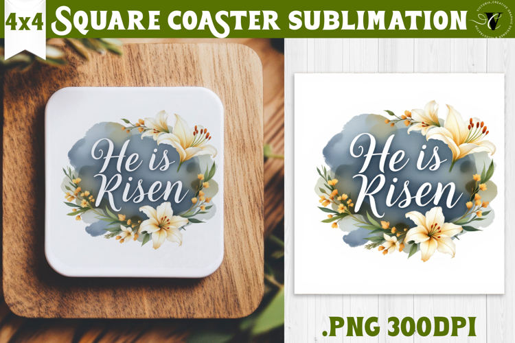 Easter Square Coaster | Watercolor | Happy Easter