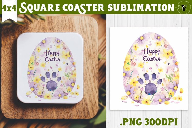 Easter Square Coaster | Watercolor Egg | Happy Easter