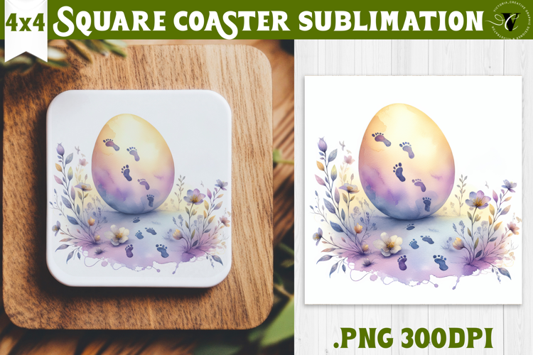 Easter Square Coaster | Watercolor Egg | Happy Easter
