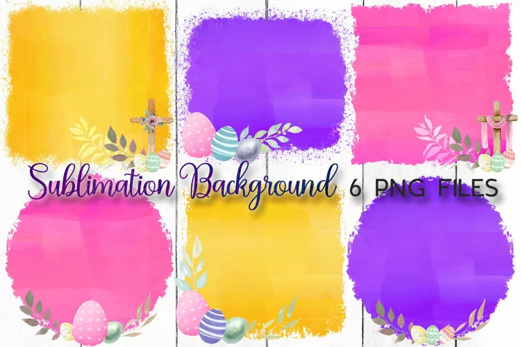 Watercolor Easter Sublimation Backgrounds - 6 PNG