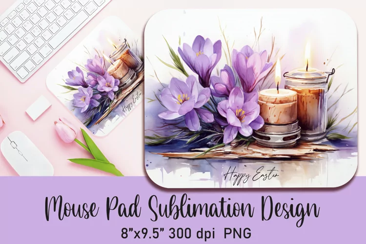 Watercolor Easter Sublimation Mouse Pad Sublimation|PNG