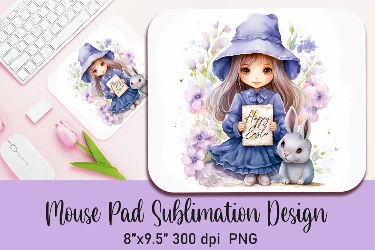 Watercolor Easter Sublimation Mouse Pad Sublimation|PNG