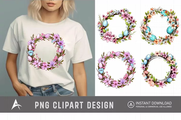 Watercolor Easter Wreath Clipart