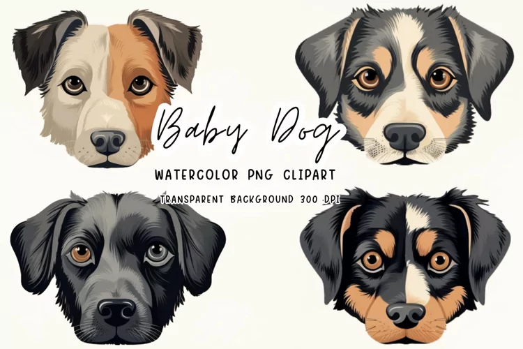 Baby Dog Watercolor Clipart Png