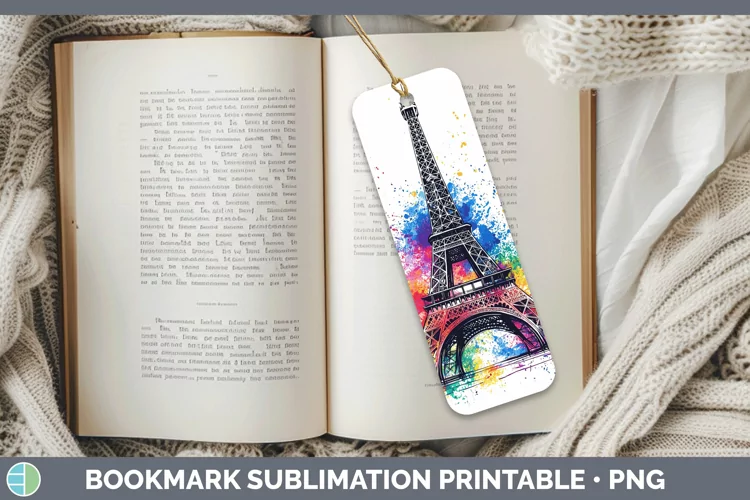 Watercolor Eiffel Tower Bookmark Sublimation Printable Desig