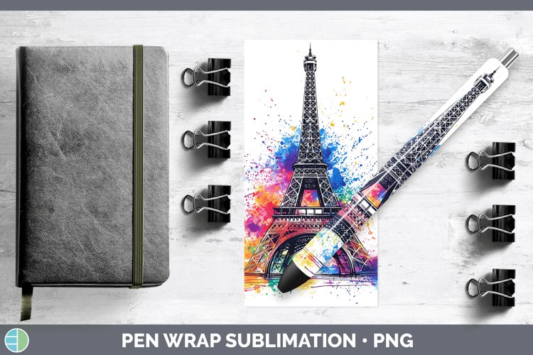 Watercolor Eiffel Tower Pen Wrap Sublimation Pen Designs