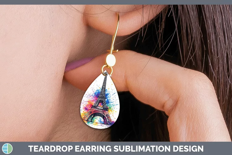Watercolor Eiffel Tower Teardrop Earrings Sublimation Earrin