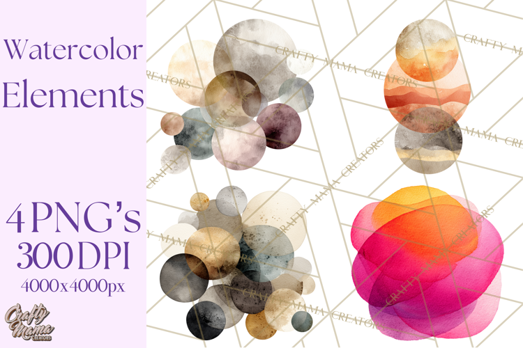 Watercolor Clipart, Abstract Watercolor Elements, Blobs Png