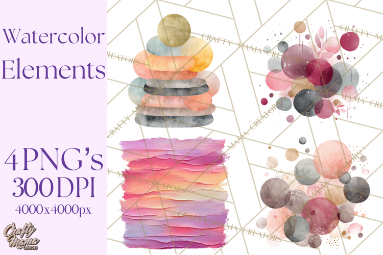 Watercolor Clipart, Abstract Watercolor Elements, Blobs Png