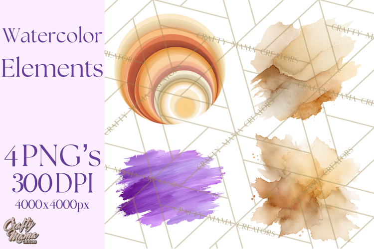 Watercolor Clipart, Abstract Watercolor Elements, Blobs Png