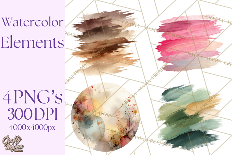 Watercolor Clipart, Abstract Watercolor Elements, Blobs Png
