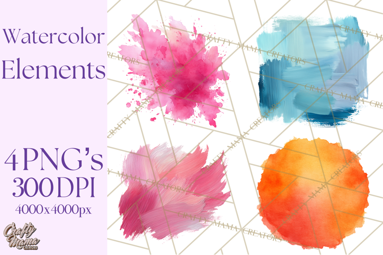 Watercolor Clipart, Abstract Watercolor Elements, Blobs Png