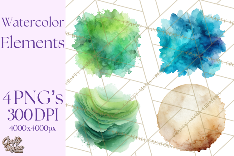 Watercolor Clipart, Abstract Watercolor Elements, Blobs Png