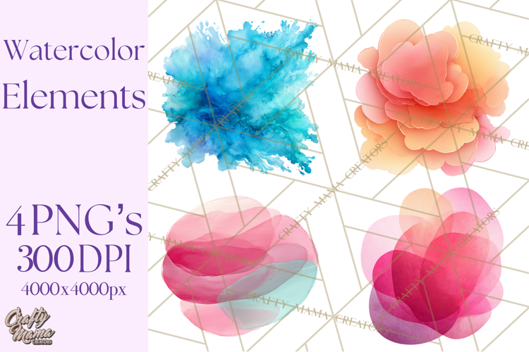 Watercolor Clipart, Abstract Watercolor Elements, Blobs Png