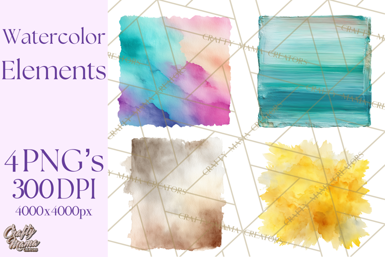 Watercolor Clipart, Abstract Watercolor Elements, Blobs Png