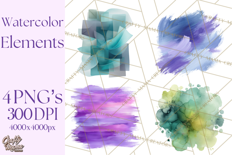Watercolor Clipart, Abstract Watercolor Elements, Blobs Png