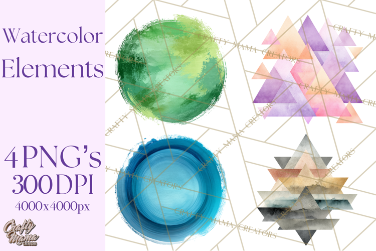 Watercolor Clipart, Abstract Watercolor Elements, Blobs Png