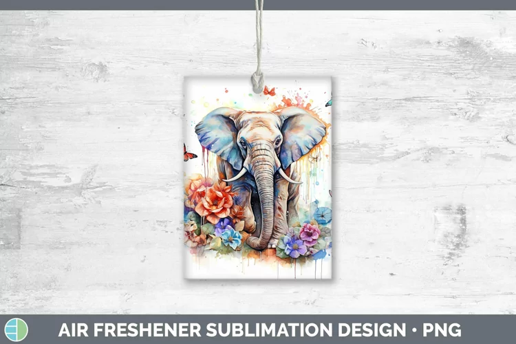Watercolor Elephant Air Freshener | Sublimation Car Freshene