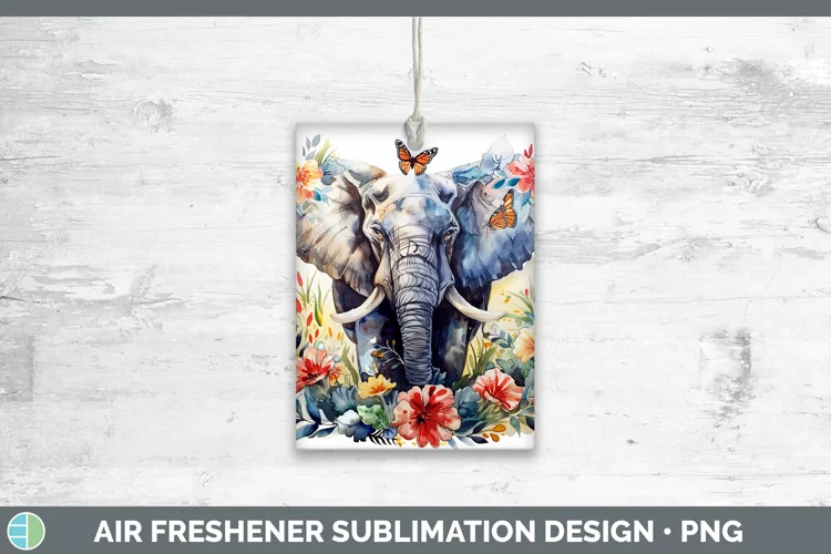 Watercolor Elephant Air Freshener Sublimation Car Freshener