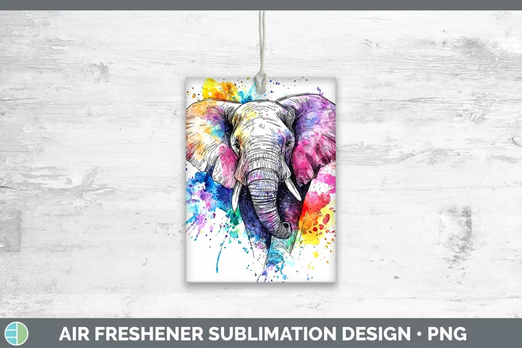 Watercolor Elephant Air Freshener Sublimation Car Freshener