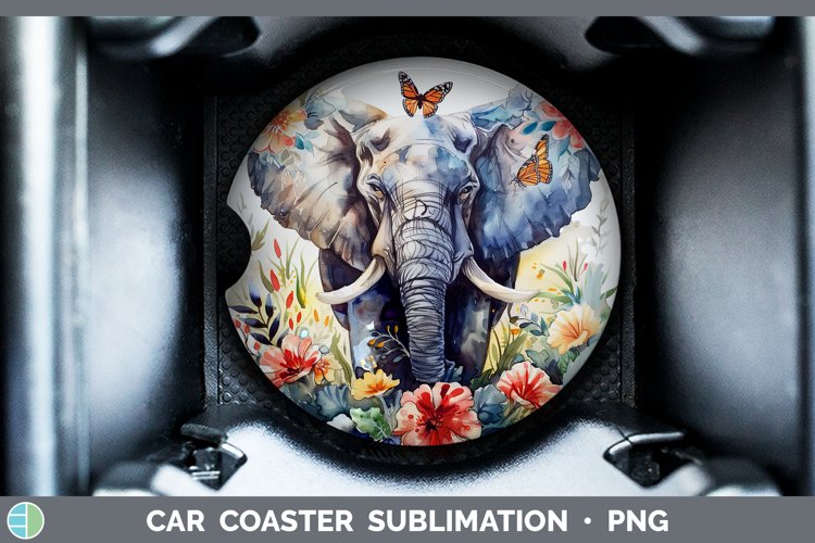 Watercolor Elephant Car Coaster Sublimation Coaster Designs
