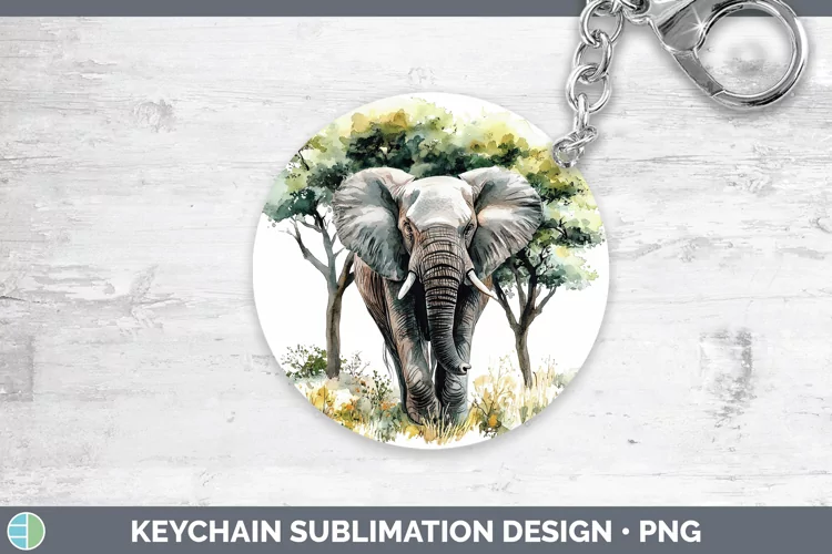 Watercolor Elephant Keychain Sublimation Keyring Designs