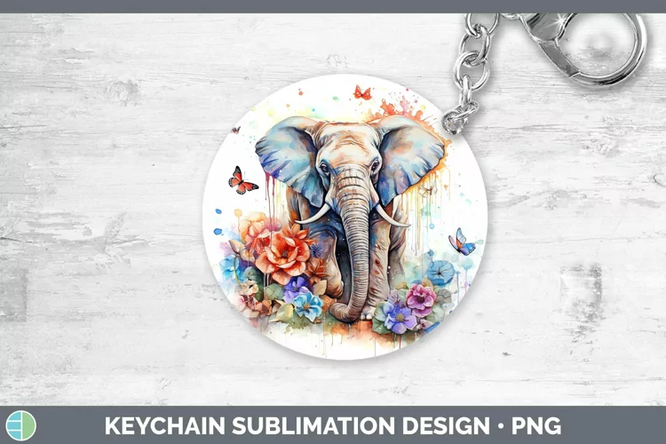 Watercolor Elephant Keychain | Sublimation Keyring Designs