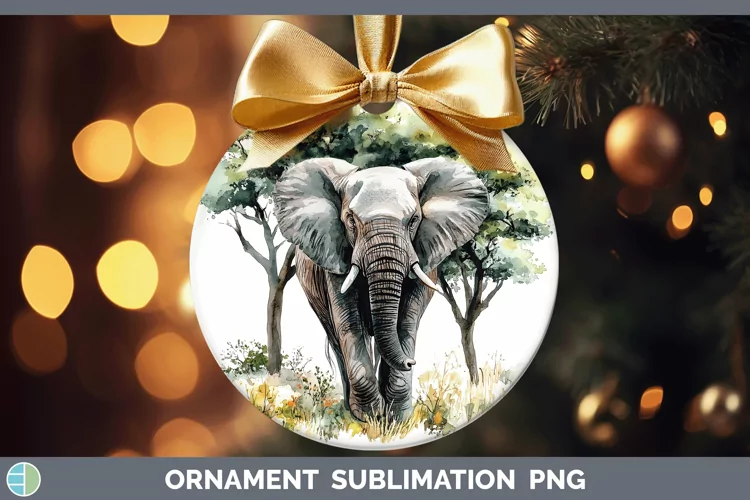 Watercolor Elephant Ornament Sublimation Bauble Designs